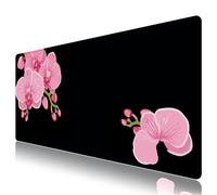 Extended Gaming Mouse Pad Mat- Large Desk Mat Non-Slip Rubber Base Computer Desktop Laptop Keyboard Mouse Mat Stitched Edges, 35.1x15.75 in XXL Waterproof Mousepad for Work & Game, Pink Peony Flower