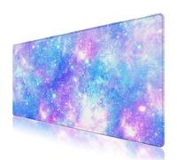 Extended Gaming Mouse Pad Mat- Large Desk Mat Rubber Base Computer Desktop Laptop Keyboard Mouse Mat Stitched Edges, 35.1x15.75 in XXL Waterproof Mousepad for Work & Game, Romantic Starry Night Sky