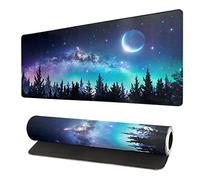 Extended Gaming Mouse Pad, XL Large Keyboard Mouse Mat Desk Pad, Stitched Edges Mousepad, 3mm Thick Long Non-Slip Rubber Base Mice Pad, 31.5 X 11.8 Inch, Forest Moon Galaxy