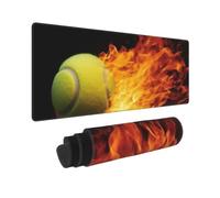 Extended Gaming Mousepad Non-Slip Large Mouse Pad with Stitched Edges | Burning Tennis Pictures Keyboard Desk Pad Mat For Gaming, Office And Home Office Desk Protector 12x31.5in