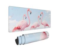Extended Gaming Mousepad Non-Slip Large Mouse Pad with Stitched Edges | Pink Flamingos Keyboard Desk Pad Mat For Gaming, Office And Home Office Desk Protector 12x31.5in