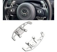 Extended Gear Paddle Shifters for VW Golf MK7 MK7.5 GTI GTD R TSI DSG - Silver Aluminium Alloy Steering Wheel Paddle Shift Extensions, Direct Fit Replacement, Easy Install (Pair)
