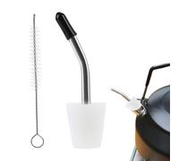 Extended Kettle Spout | Kettle Spout Attachment | Aluminum, Stainless Steel, Reusable Heat Resistant Tapered Nozzles 0.59-0.7 Inch Diameter With Brush