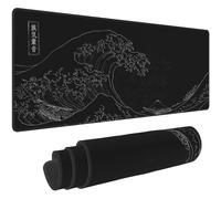 Extended Large Anime Black Mouse Pad The Great Wave Off Kanagawa Painting Big Gaming Mouse Mat Xxl Non-slip Water-resistant Rubber Base Computer Keybo