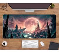 Extended Large Mouse Mat 23.6 x 11.8 x 0.12 inch, Full Moon Cliff Gaming Mouse Pad, with Non-Slip Base & Stitched Edges Big Size Gaming Mousepad, Desk Mat for Desktop and Keyboard