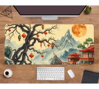 Extended Large Mouse Mat 27.6 x 11.8 x 0.08 inch, Ancient Tree Pavilion Gaming Mouse Pad, with Non-Slip Base & Stitched Edges Big Size Gaming Mousepad, Desk Mat for Desktop and Keyboard
