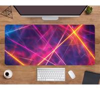 Extended Large Mouse Mat 27.6 x 11.8 x 0.12 inch, Pink Yellow Ray Gaming Mouse Pad, with Non-Slip Base & Stitched Edges Big Size Gaming Mousepad, Desk Mat for Desktop and Keyboard