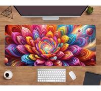 Extended Large Mouse Mat 27.6 x 15.8 x 0.08 inch, Rainbow Petals Gaming Mouse Pad, with Non-Slip Base & Stitched Edges Big Size Gaming Mousepad, Desk Mat for Desktop and Keyboard