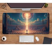 Extended Large Mouse Mat 31.5 x 11.8 x 0.08 inch, Desert Plaza Gaming Mouse Pad, with Non-Slip Base & Stitched Edges Big Size Gaming Mousepad, Desk Mat for Desktop and Keyboard