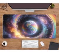 Extended Large Mouse Mat 31.5 x 15.8 x 0.12 inch, Earth'S Rainbow Gaming Mouse Pad, with Non-Slip Base & Stitched Edges Big Size Gaming Mousepad, Desk Mat for Desktop and Keyboard