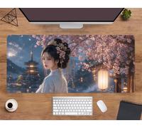 Extended Large Mouse Mat 35.4 x 15.8 x 0.08 inch, Night Tree Girl Gaming Mouse Pad, with Non-Slip Base & Stitched Edges Big Size Gaming Mousepad, Desk Mat for Desktop and Keyboard
