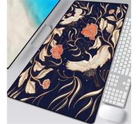 Extended Large Mouse Mat 35.4 x 15.8 x 0.08 inch, Retro Flower Crane Gaming Mouse Pad, with Non-Slip Base & Stitched Edges Big Size Gaming Mousepad, Desk Mat for Desktop and Keyboard