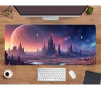 Extended Large Mouse Mat 35.4 x 15.8 x 0.08 inch, Rocky Gobi Moon Gaming Mouse Pad, with Non-Slip Base & Stitched Edges Big Size Gaming Mousepad, Desk Mat for Desktop and Keyboard