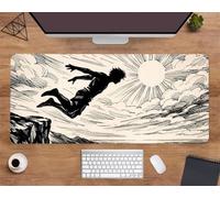 Extended Large Mouse Mat 35.4 x 15.8 x 0.08 inch, Sketch Line Boy Gaming Mouse Pad, with Non-Slip Base & Stitched Edges Big Size Gaming Mousepad, Desk Mat for Desktop and Keyboard