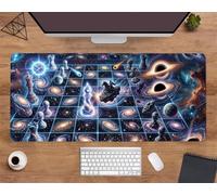 Extended Large Mouse Mat 35.4 x 15.8 x 0.12 inch, Cosmic Chessboard Gaming Mouse Pad, with Non-Slip Base & Stitched Edges Big Size Gaming Mousepad, Desk Mat for Desktop and Keyboard