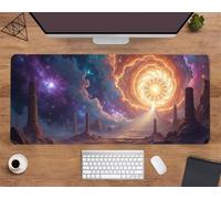 Extended Large Mouse Mat 39.3 x 19.7 x 0.08 inch, Wilderness Halo Gaming Mouse Pad, with Non-Slip Base & Stitched Edges Big Size Gaming Mousepad, Desk Mat for Desktop and Keyboard