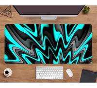 Extended Large Mouse Mat 47.2 x 23.6 x 0.08 inch, Blue Neon Curve Gaming Mouse Pad, with Non-Slip Base & Stitched Edges Big Size Gaming Mousepad, Desk Mat for Desktop and Keyboard