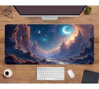 Extended Large Mouse Mat 47.2 x 23.6 x 0.12 inch, Rock Moon Sky Gaming Mouse Pad, with Non-Slip Base & Stitched Edges Big Size Gaming Mousepad, Desk Mat for Desktop and Keyboard
