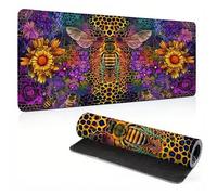 Extended Large Mouse Pad Abstract Bee Painting Big Gaming Mouse Mat XXL Non-Slip Water-Resistant Rubber Base Computer Keyboard Mat Full Desk Mousepad 3D Pattern Keyboard Mat 31.5x15.7x0.12 inch 0A0-73