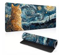 Extended Large Mouse Pad Abstract Cat-2 Painting Big Gaming Mouse Mat XXL Non-Slip Water-Resistant Rubber Base Computer Keyboard Mat Full Desk Mousepad 3D Pattern 47.2x23.6x0.12 inch 0A0-85