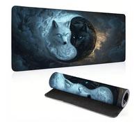 Extended Large Mouse Pad Black White Wolf Painting Big Gaming Mouse Mat XXL Non-Slip Water-Resistant Rubber Base Computer Keyboard Mat Full Desk Mousepad 3D Pattern 31.5x11.8x0.12 inch 0A0-211