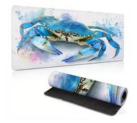 Extended Large Mouse Pad Blue Crab Painting Big Gaming Mouse Mat XXL Non-Slip Water-Resistant Rubber Base Computer Keyboard Mat Full Desk Mousepad 3D Pattern Keyboard Mat 31.5x11.8x0.12 inch 0A0-474