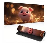 Extended Large Mouse Pad Cute Pig Painting Big Gaming Mouse Mat XXL Non-Slip Water-Resistant Rubber Base Computer Keyboard Mat Full Desk Mousepad 3D Pattern Keyboard Mat 31.5x15.7x0.12 inch 0A0-450