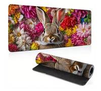Extended Large Mouse Pad Cute Rabbit-2 Painting Big Gaming Mouse Mat XXL Non-Slip Water-Resistant Rubber Base Computer Keyboard Mat Full Desk Mousepad 3D Pattern 31.5x15.7x0.12 inch 0A0-444