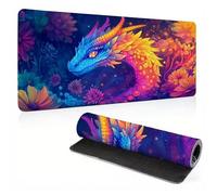 Extended Large Mouse Pad Dragon Flower Painting Big Gaming Mouse Mat XXL Non-Slip Water-Resistant Rubber Base Computer Keyboard Mat Full Desk Mousepad 3D Pattern 31.5x11.8x0.12 inch 0A0-499
