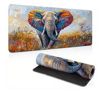 Extended Large Mouse Pad Elephant Africa Painting Big Gaming Mouse Mat XXL Non-Slip Water-Resistant Rubber Base Computer Keyboard Mat Full Desk Mousepad 3D Pattern 31.5x15.7x0.12 inch 0A0-105