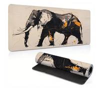 Extended Large Mouse Pad Elephant Brown Painting Big Gaming Mouse Mat XXL Non-Slip Water-Resistant Rubber Base Computer Keyboard Mat Full Desk Mousepad 3D Pattern 31.5x11.8x0.12 inch 0A0-101