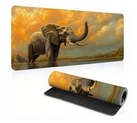 Extended Large Mouse Pad Elephant Cute Painting Big Gaming Mouse Mat XXL Non-Slip Water-Resistant Rubber Base Computer Keyboard Mat Full Desk Mousepad 3D Pattern 31.5x15.7x0.12 inch 0A0-107