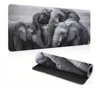 Extended Large Mouse Pad Elephant Grey Painting Big Gaming Mouse Mat XXL Non-Slip Water-Resistant Rubber Base Computer Keyboard Mat Full Desk Mousepad 3D Pattern 31.5x11.8x0.12 inch 0A0-106