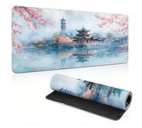 Extended Large Mouse Pad Flower Architecture Painting Big Gaming Mouse Mat XXL Non-Slip Water-Resistant Rubber Base Computer Keyboard Mat Full Desk Mousepad 3D Pattern 31.5x11.8x0.12 inch 0A0-296