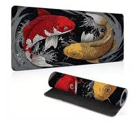 Extended Large Mouse Pad Grey Koi Painting Big Gaming Mouse Mat XXL Non-Slip Water-Resistant Rubber Base Computer Keyboard Mat Full Desk Mousepad 3D Pattern Keyboard Mat 31.5x15.7x0.12 inch 0A0-352