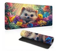 Extended Large Mouse Pad Hedgehog Flower Painting Big Gaming Mouse Mat XXL Non-Slip Water-Resistant Rubber Base Computer Keyboard Mat Full Desk Mousepad 3D Pattern 47.2x23.6x0.12 inch 0A0-97