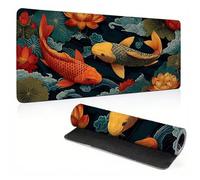 Extended Large Mouse Pad Koi Japan Painting Big Gaming Mouse Mat XXL Non-Slip Water-Resistant Rubber Base Computer Keyboard Mat Full Desk Mousepad 3D Pattern Keyboard Mat 39.4x19.7x0.12 inch 0A0-389