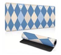 Extended Large Mouse Pad Lattice Blue Painting Big Gaming Mouse Mat XXL Non-Slip Water-Resistant Rubber Base Computer Keyboard Mat Full Desk Mousepad 3D Pattern 31.5x11.8x0.12 inch 0A0-177