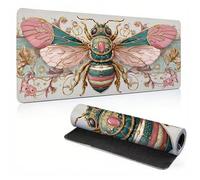 Extended Large Mouse Pad Pink Bee Painting Big Gaming Mouse Mat XXL Non-Slip Water-Resistant Rubber Base Computer Keyboard Mat Full Desk Mousepad 3D Pattern Keyboard Mat 31.5x11.8x0.12 inch 0A0-148