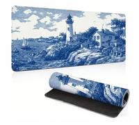 Extended Large Mouse Pad Retro Wind Tower Painting Big Gaming Mouse Mat XXL Non-Slip Water-Resistant Rubber Base Computer Keyboard Mat Full Desk Mousepad 3D Pattern 31.5x11.8x0.12 inch 0A0-158