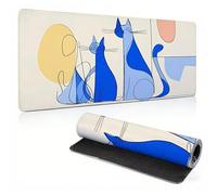 Extended Large Mouse Pad Simple Cat-2 Painting Big Gaming Mouse Mat XXL Non-Slip Water-Resistant Rubber Base Computer Keyboard Mat Full Desk Mousepad 3D Pattern 31.5x15.7x0.12 inch 0A0-378