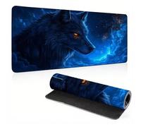 Extended Large Mouse Pad Wolf Dream-2 Painting Big Gaming Mouse Mat XXL Non-Slip Water-Resistant Rubber Base Computer Keyboard Mat Full Desk Mousepad 3D Pattern 31.5x11.8x0.12 inch 0A0-486