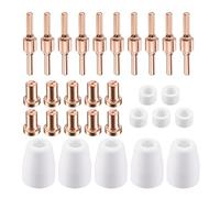 Extended Long Tip Electrode & Plasma-Cutter Nozzles Consumable Kits for CUT-40 LGK-40 PT-31 Plasma-Cutting Torch Fitting Welding-Tools Box with for Beginners Equipment Accessories Pipe Torches