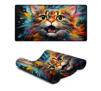 Extended Mouse Pad Psychedelic Colorful Art Kitten Computer Keyboard Mouse Mat 30x60cm Large Desk Pad for Laptop PC Cute Office Supplies Desk Decro Accessories
