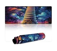 Extended Mousepad Psychedelic Tower of Pisa at Night Extra Large Mouse Mat 30x80cm Keyboard Pad for Gaming Computer Laptop Home Office & Travel