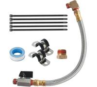 Extended Tank Drain Valve Assembly Kit for Air Compressor,SUNROAD Including 10 Inches Air Compressor Tank Drain Hose 1/4 inch NPT, 1/4" to 3/8" Brass Adapter & Routing Clamp