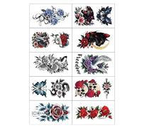 Extended Wear Dark Gothic Temporary Sticker Skin Art 10Sheet Water Resistant Body Decals For Parties Music Festivals Long Lasting Color