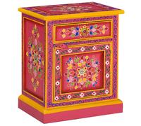 Bedside Cabinet Solid Mango Wood Pink Hand Painted
