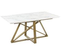 Beliani Extending Dining Table Maximus White Marble 160/200 Cm 90 Cm