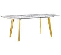 Extending Dining Table 160/200 x 90 cm Marble Effect with Gold MOSBY
